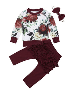 Burgandy Floral Set