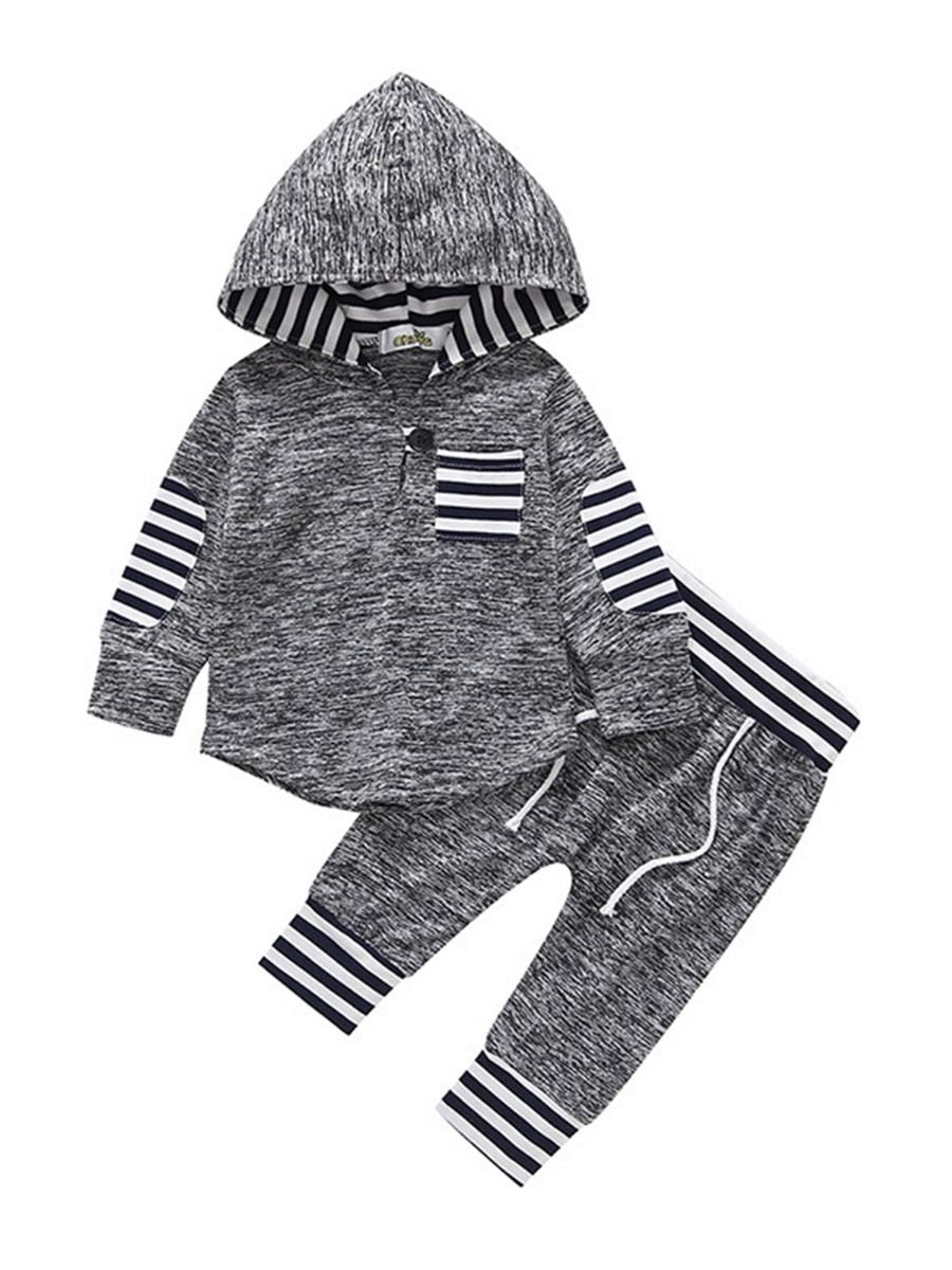 Grey & Navy Stripe Set