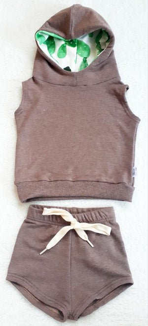 Brown Cactus Sleeveless Hoodie *