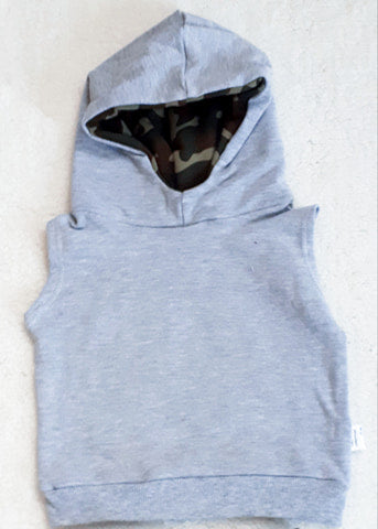 Gray Camo Sleeveless Hoodie *