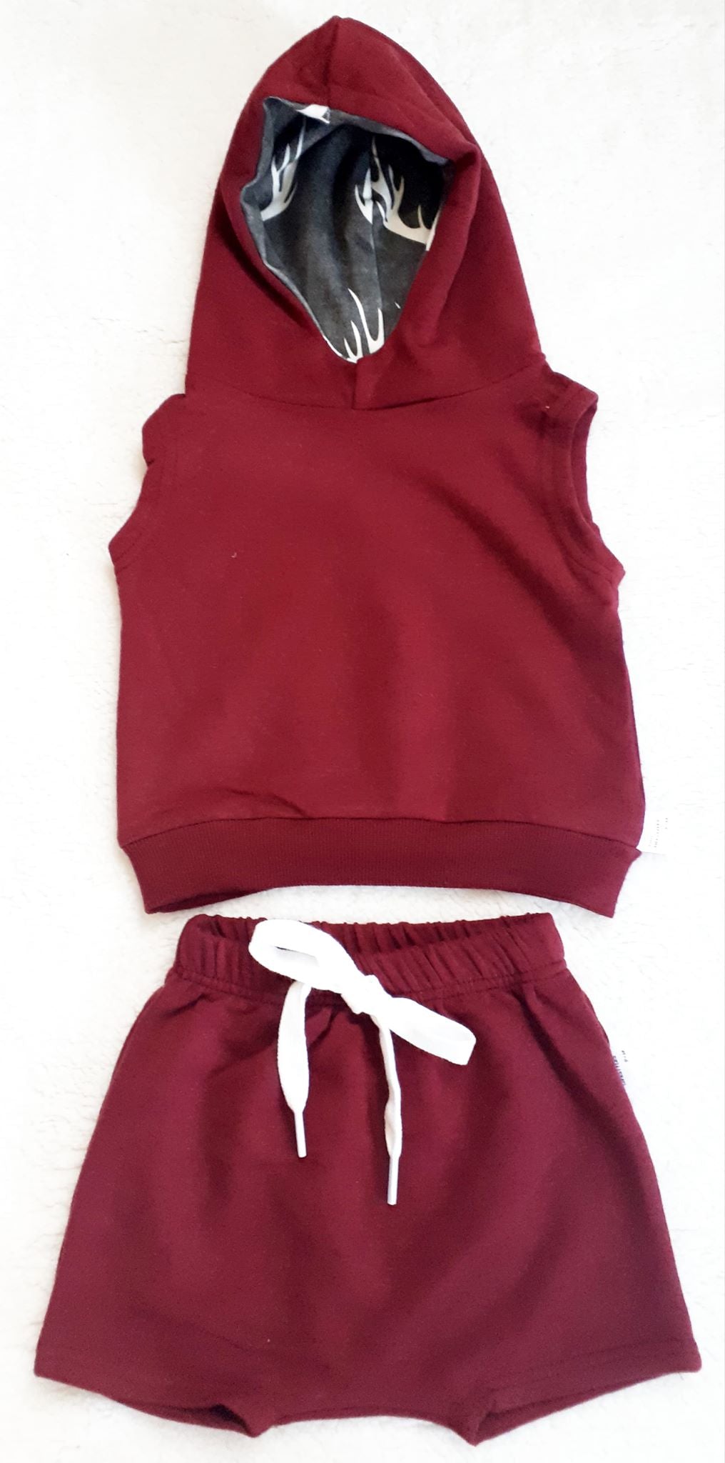 Maroon & Antlers Sleeveless Hoodie *